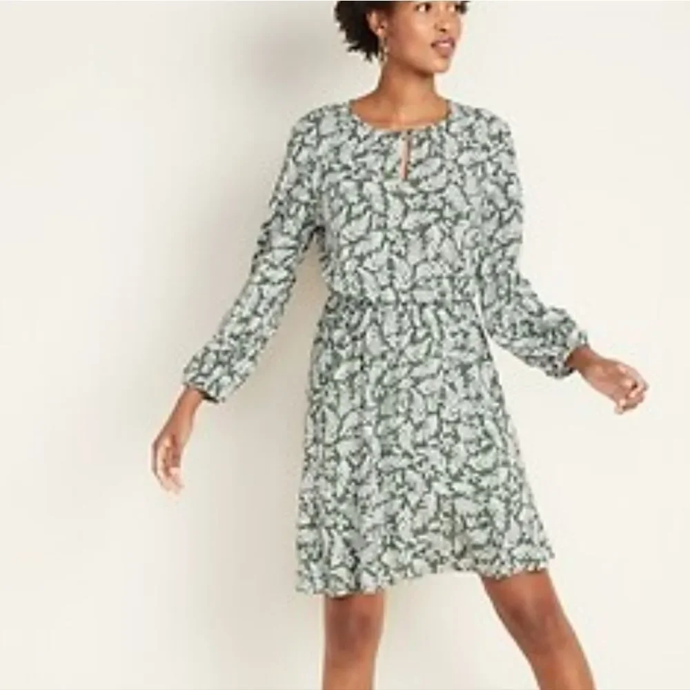 Old Navy Green Floral Dress Medium Tall